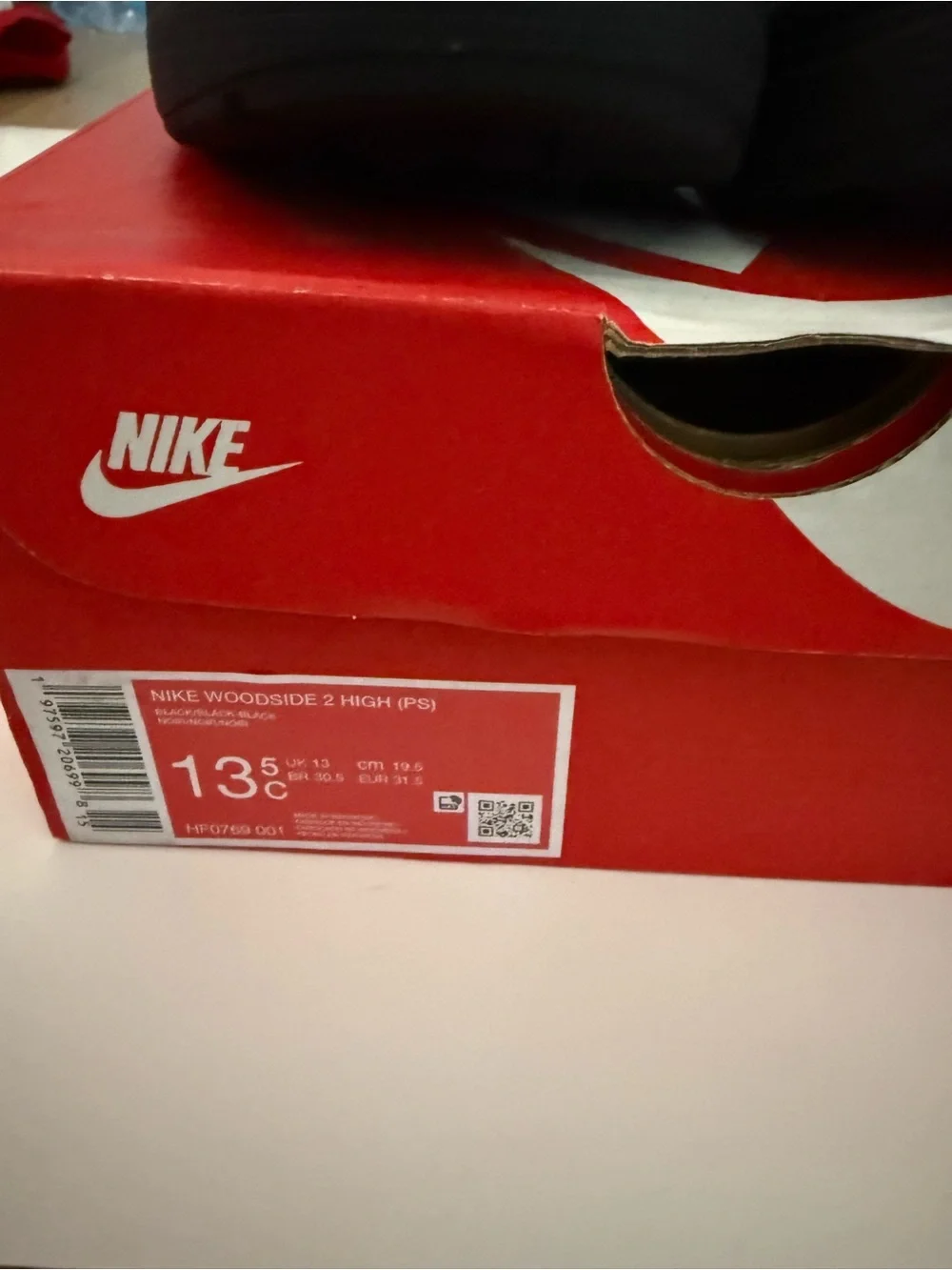 Nike Black Woodside 2 High (PS) Youth Boot Box
